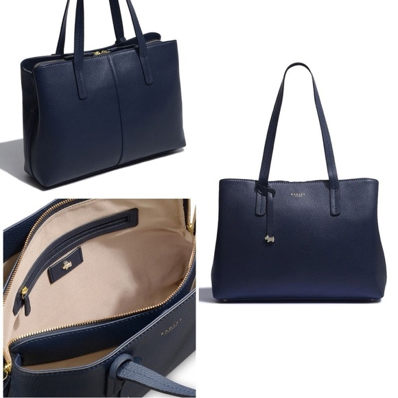 Radley London Dukes Place Blue Leather Large Open Top Workbag Purse - Picture 1 of 12